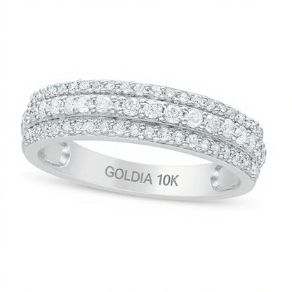 0.5 ct. Gesamtgewicht Diamant Ring dreireihig in 10K Weißgold