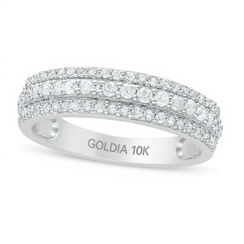 0.5 ct. Gesamtgewicht Diamant Ring dreireihig in 10K Weißgold