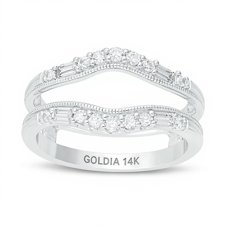 0,38 ct. Gesamtgewicht Diamant-Ring im Vintage-Stil mit Konturverlauf in 14K Weißgold