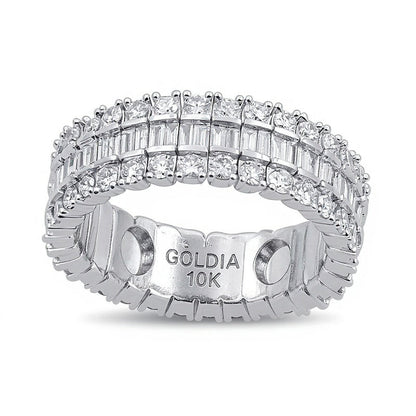 2.0 ct. Gesamtgewicht Diamant-Ring mit Baguette- und rundem Schliff in 10K Weißgold