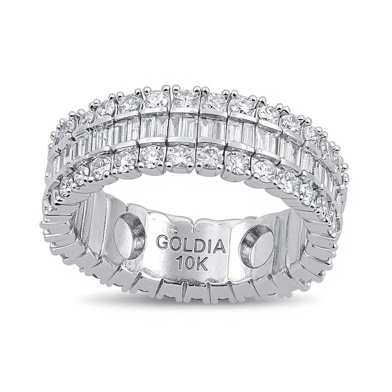 2.0 ct. Gesamtgewicht Diamant-Ring mit Baguette- und rundem Schliff in 10K Weißgold