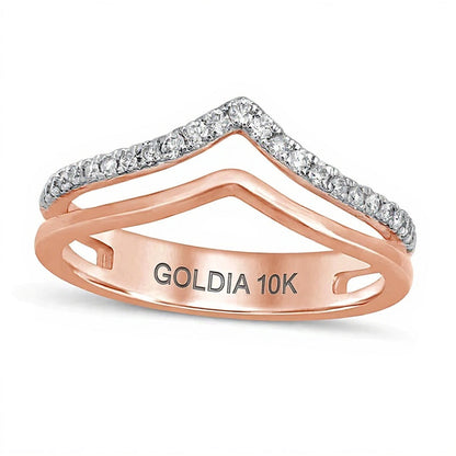 0.2 ct. Gesamtgewicht Diamant Chevron Memoire-Ring in 10K Roségold