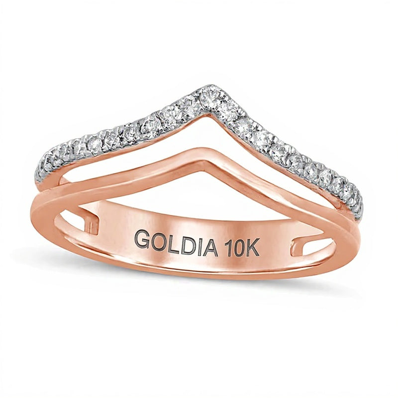 0.2 ct. Gesamtgewicht Diamant Chevron Memoire-Ring in 10K Roségold