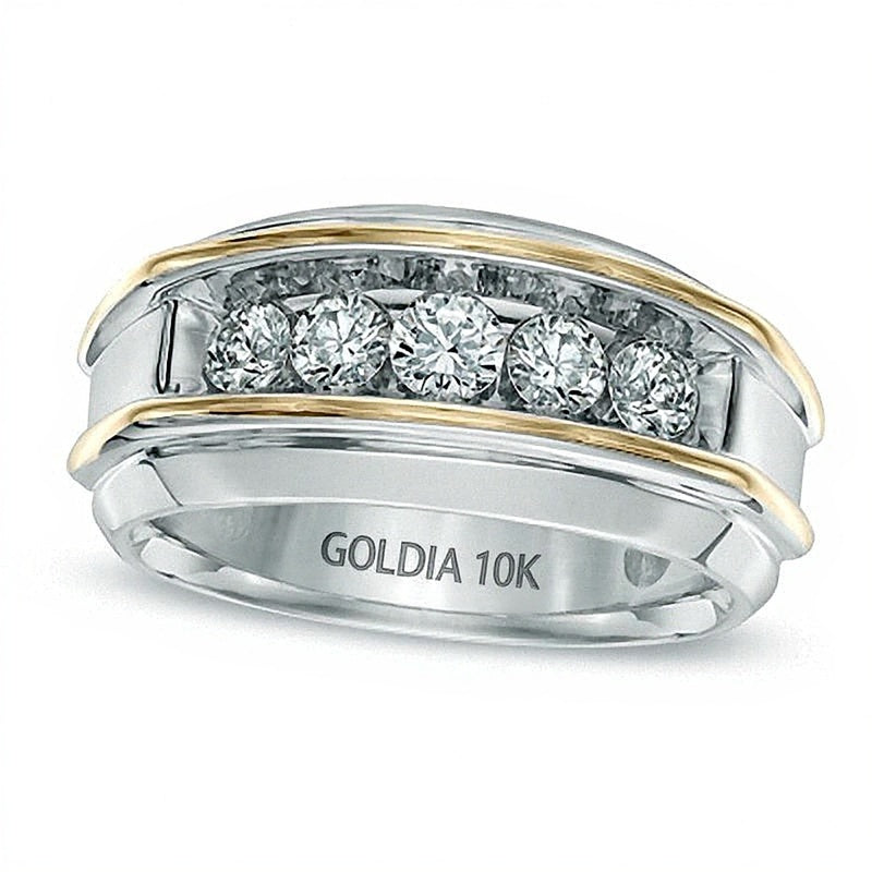 Ring mit fünf Diamanten 1.0 ct. Gesamtgewicht in 10K Gold zweifarbig