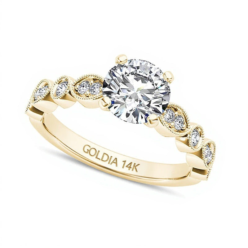 1.0 CT. TW Diamant Verlobungsring im Vintage-Stil in 14K Gelbgold
