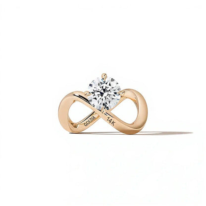 Zales x SHAHLA 2.0 CT. Solitär-Ring mit Labordiamant und Infinity-Motiv in 14K Gelbgold (F/VS2)