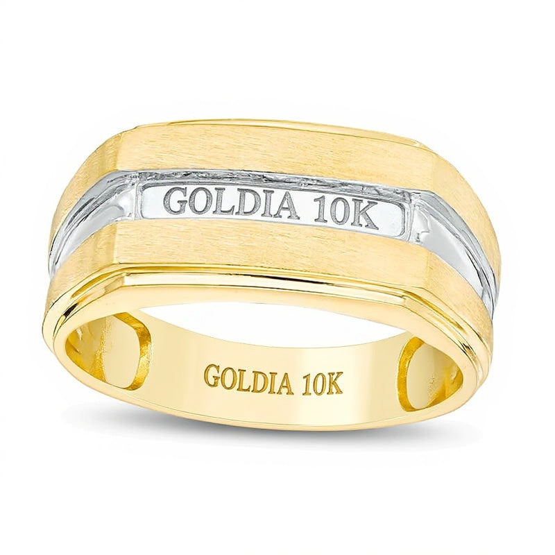 0.1 CT. Gesamtgewicht Diamant Fünfstein-Ehering in 10K Bicolor Gold