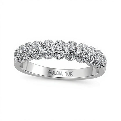 0.33 ct. Gesamtgewicht Diamant Memoire-Ring mit Perlrand-Fassung in 10K Weißgold