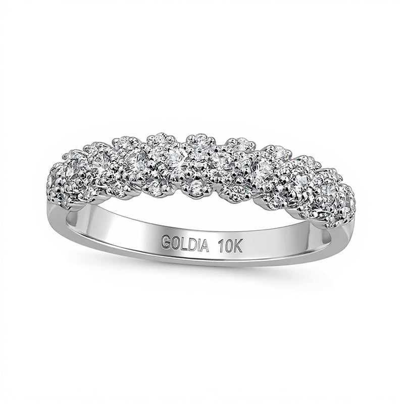 0.33 ct. Gesamtgewicht Diamant Memoire-Ring mit Perlrand-Fassung in 10K Weißgold