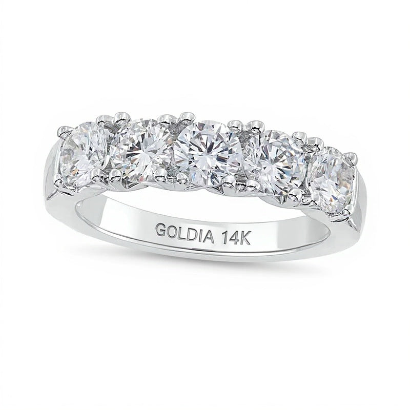 2.0 ct. Gesamtgewicht Fünfstein-Memoire-Ring mit Labordiamanten in 14K Weißgold (F/SI2)