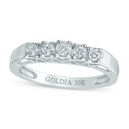 0.25 ct. Gesamtgewicht Diamant Fünfstein-Memoire-Ring in 10K Weißgold