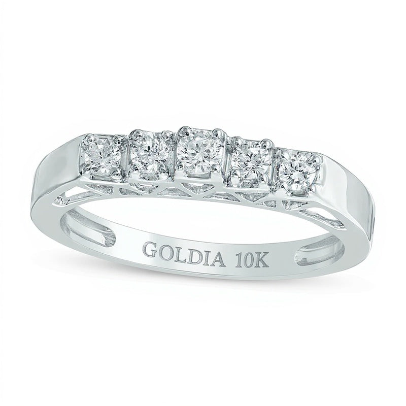 0.25 ct. Gesamtgewicht Diamant Fünfstein-Memoire-Ring in 10K Weißgold
