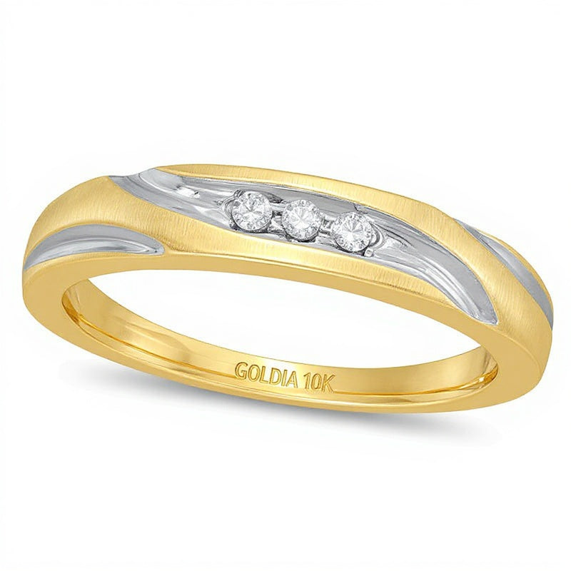 Ehering mit Diamant-Besatz und Swirl-Design in 10K Gelbgold