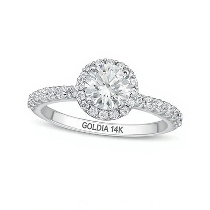 1,5 ct. Gesamtgewicht Labordiamant Halo Verlobungsring in 14K Weißgold (F/VS2)