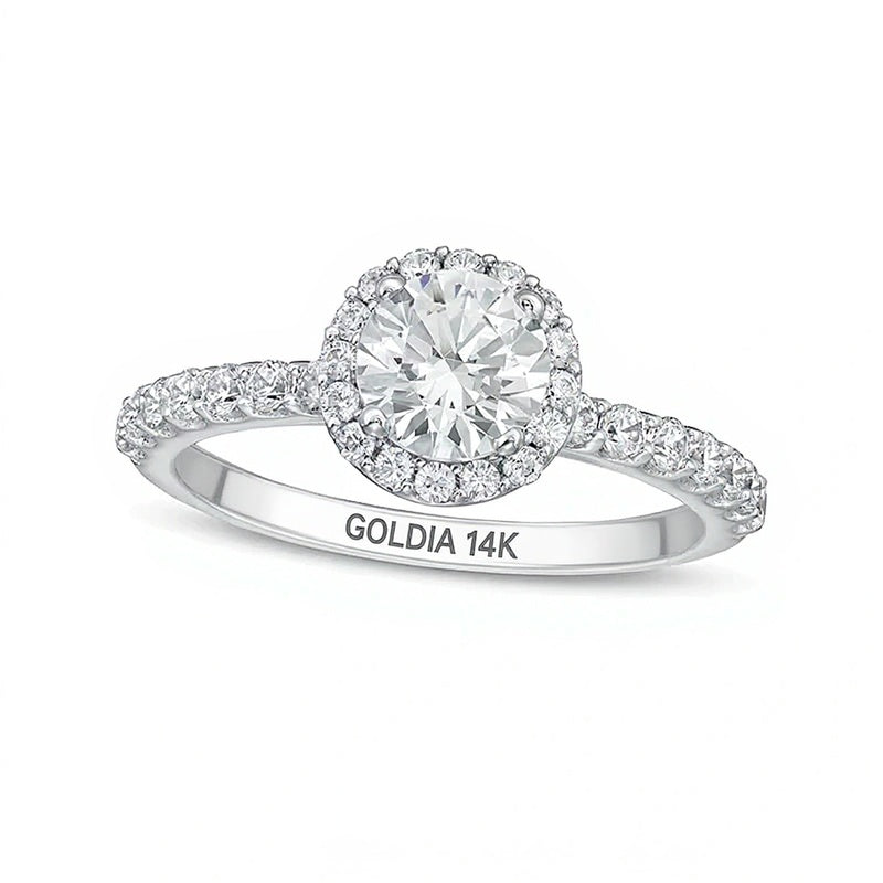 1,5 ct. Gesamtgewicht Labordiamant Halo Verlobungsring in 14K Weißgold (F/VS2)
