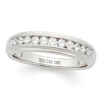0.5 ct. Gesamtgewicht Diamant-Ring kanalgefasst in 14K Weißgold (I/I2)