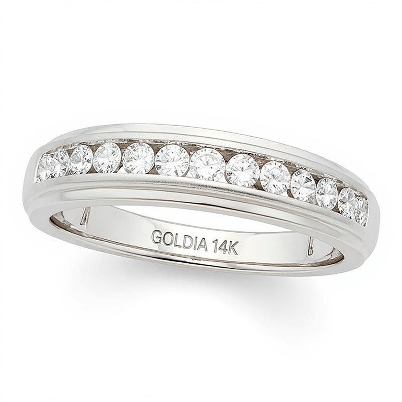 0.5 ct. Gesamtgewicht Diamant-Ring kanalgefasst in 14K Weißgold (I/I2)