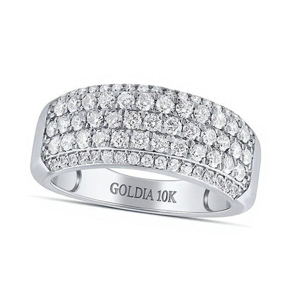 1.5 ct. Gesamtgewicht mehrreihiger Ring mit Labordiamanten in 10K Weißgold (F/VS2)