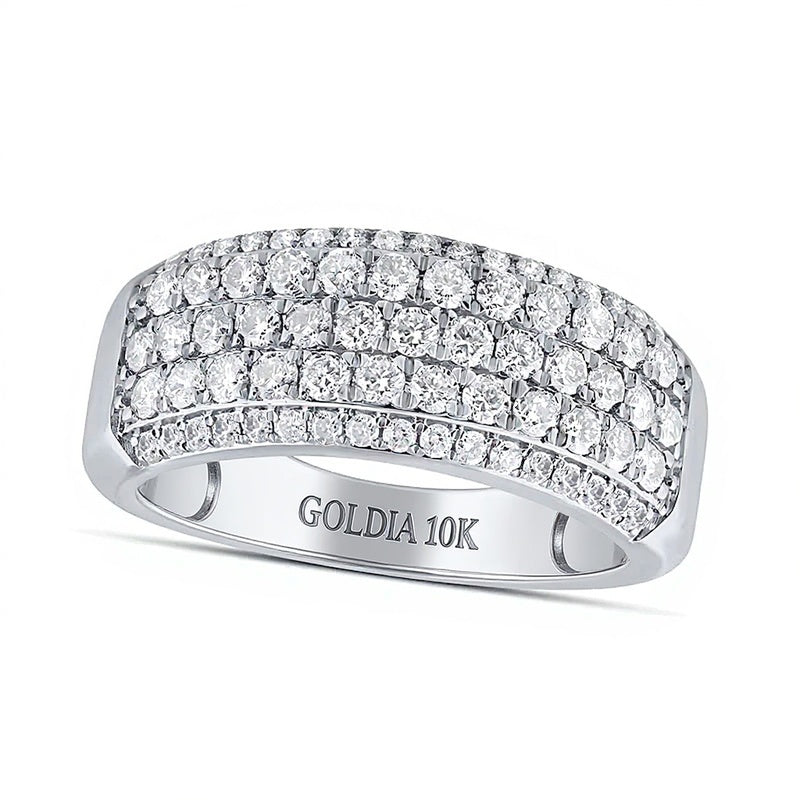 1.5 ct. Gesamtgewicht mehrreihiger Ring mit Labordiamanten in 10K Weißgold (F/VS2)