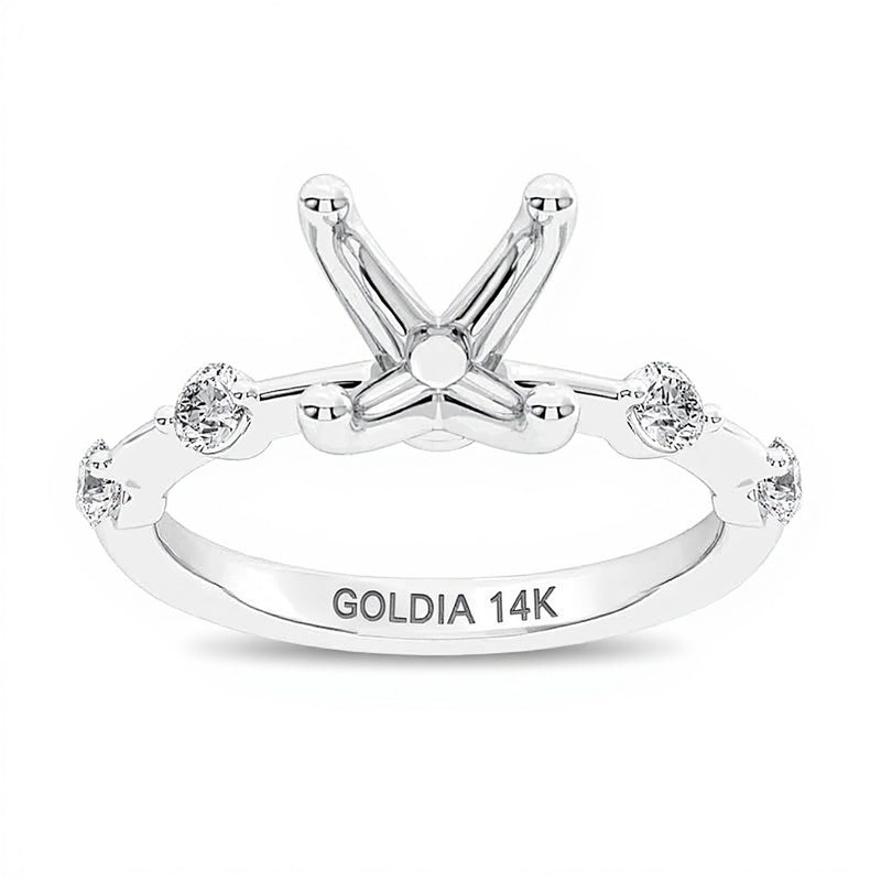 0.25 ct. Gesamtgewicht Diamant-Fassung mit Diamant-Stationen in 14K Weißgold