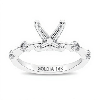 0.25 ct. Gesamtgewicht Diamant-Fassung mit Diamant-Stationen in 14K Weißgold