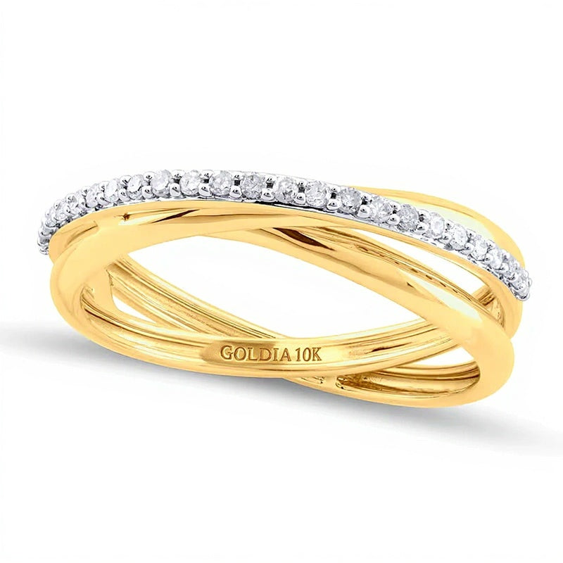 0.17 ct. Gesamtgewicht Diamant Criss-Cross Orbit Ring in 10K Gelbgold