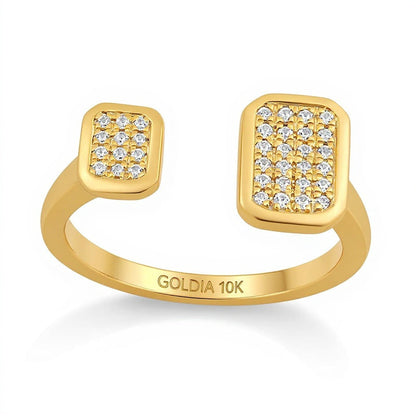 0.17 ct. Gesamtgewicht Fashion-Ring mit runden weißen Diamanten in 10K Gelbgold