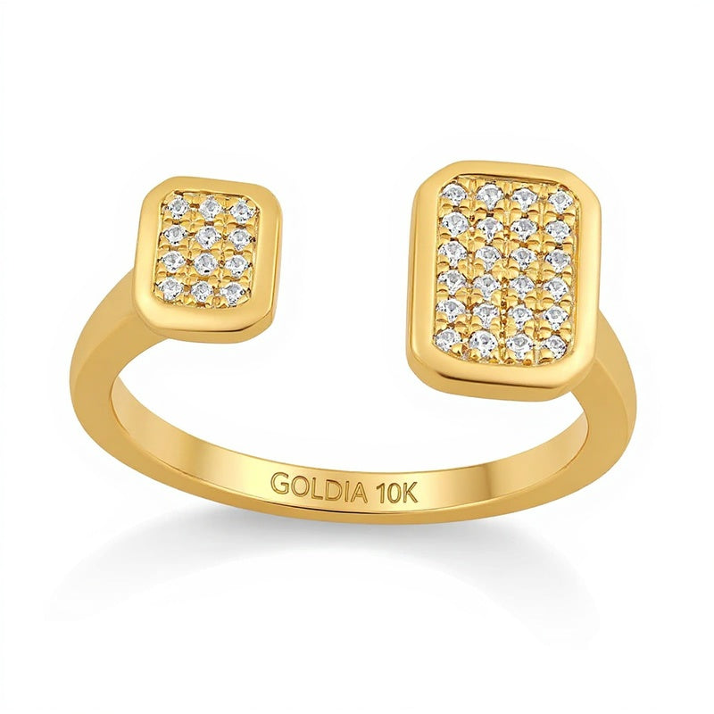 0.17 ct. Gesamtgewicht Fashion-Ring mit runden weißen Diamanten in 10K Gelbgold