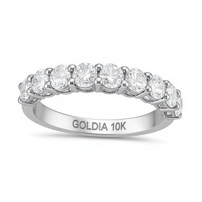 1,25 ct. Gesamtgewicht Diamant Ring mit neun Steinen in 10K Weißgold (I/I2)