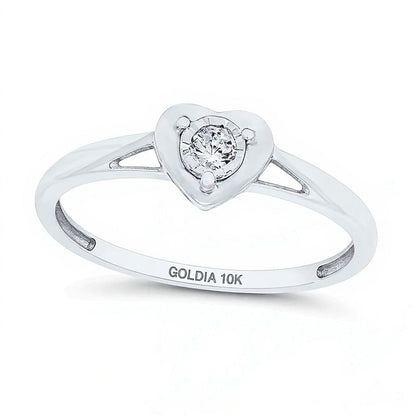 0.07 CT. Diamant-Solitär Herz-Ring in 10K Weißgold