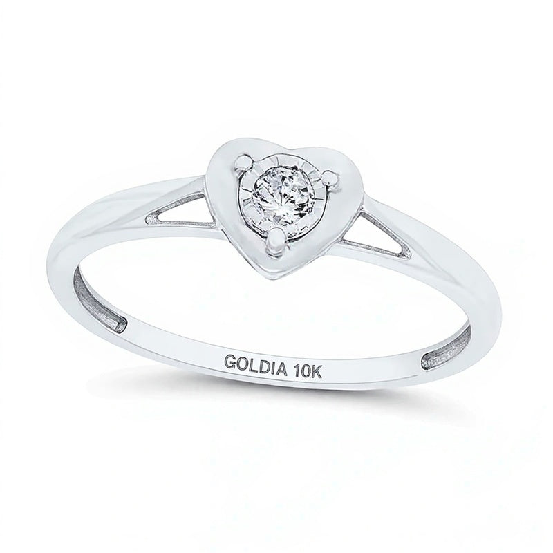 0.07 CT. Diamant-Solitär Herz-Ring in 10K Weißgold