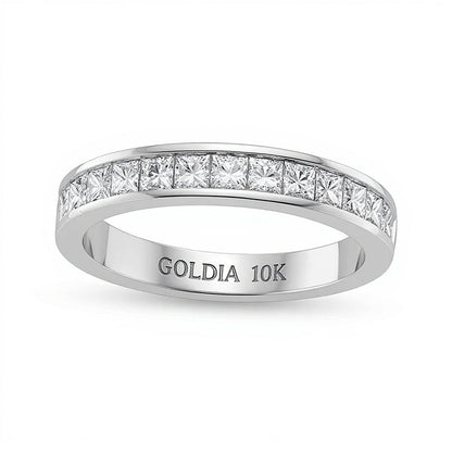 1.0 CT. TW Diamant-Memoire-Ring im Princess-Schliff in 10K Weißgold