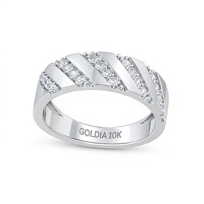 0,33 ct. Gesamtgewicht Diamant-Ring mit schräger Reihe in 10K Weißgold