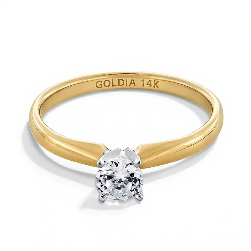 0.33 CT. Diamant-Solitär Verlobungsring in 14K Gelbgold (I/I2)