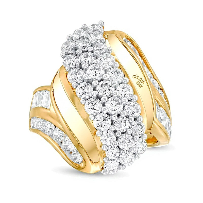 Mehrreihiger Bypass-Ring mit Diamanten 3.0 ct. Gesamtgewicht in 10K Gelbgold