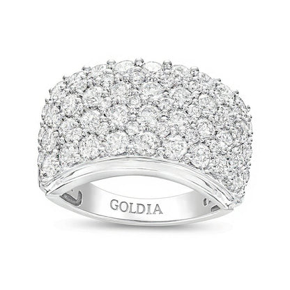Memoire-Ring mit weißen Diamanten im Rundschliff, mehrreihig, 3.5 ct. Gesamtgewicht, in 10K Weißgold