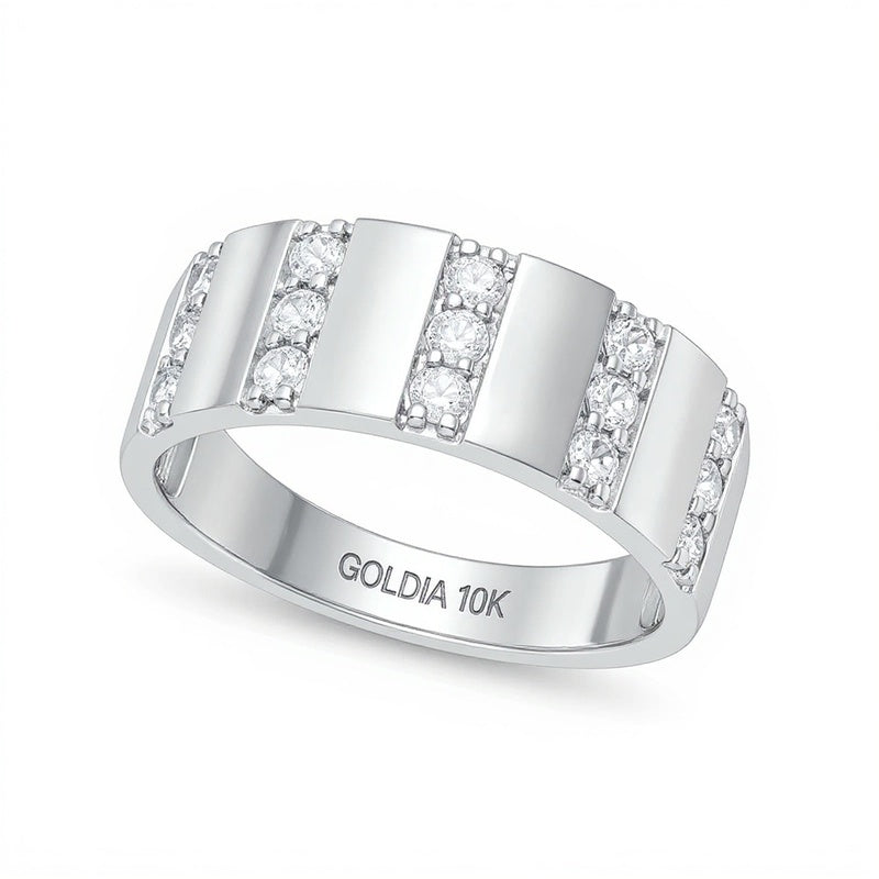0.5 ct. Gesamtgewicht Diamant-Ring mit linearer Reihe in 10K Weißgold