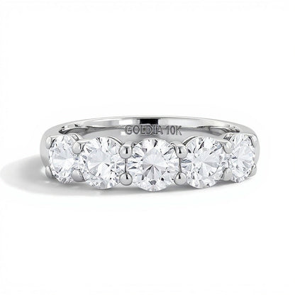 2.0 ct. Gesamtgewicht Labordiamant Fünfstein-Memoire-Ring in 10K Weißgold (F/VS2)