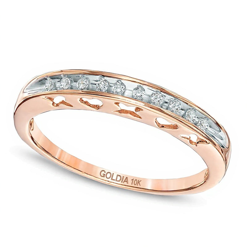 Memoire-Ring mit Diamanten 0,07 ct. Gesamtgewicht in 10K Roségold