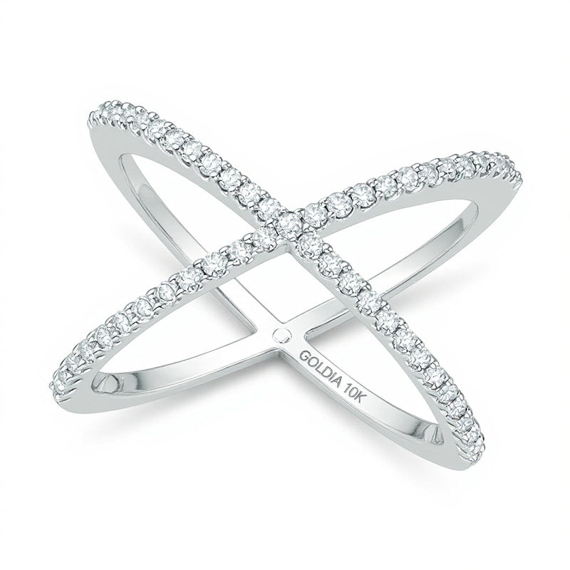 0.33 ct. Gesamtgewicht Diamant Fashion-Ring in 10K Weißgold