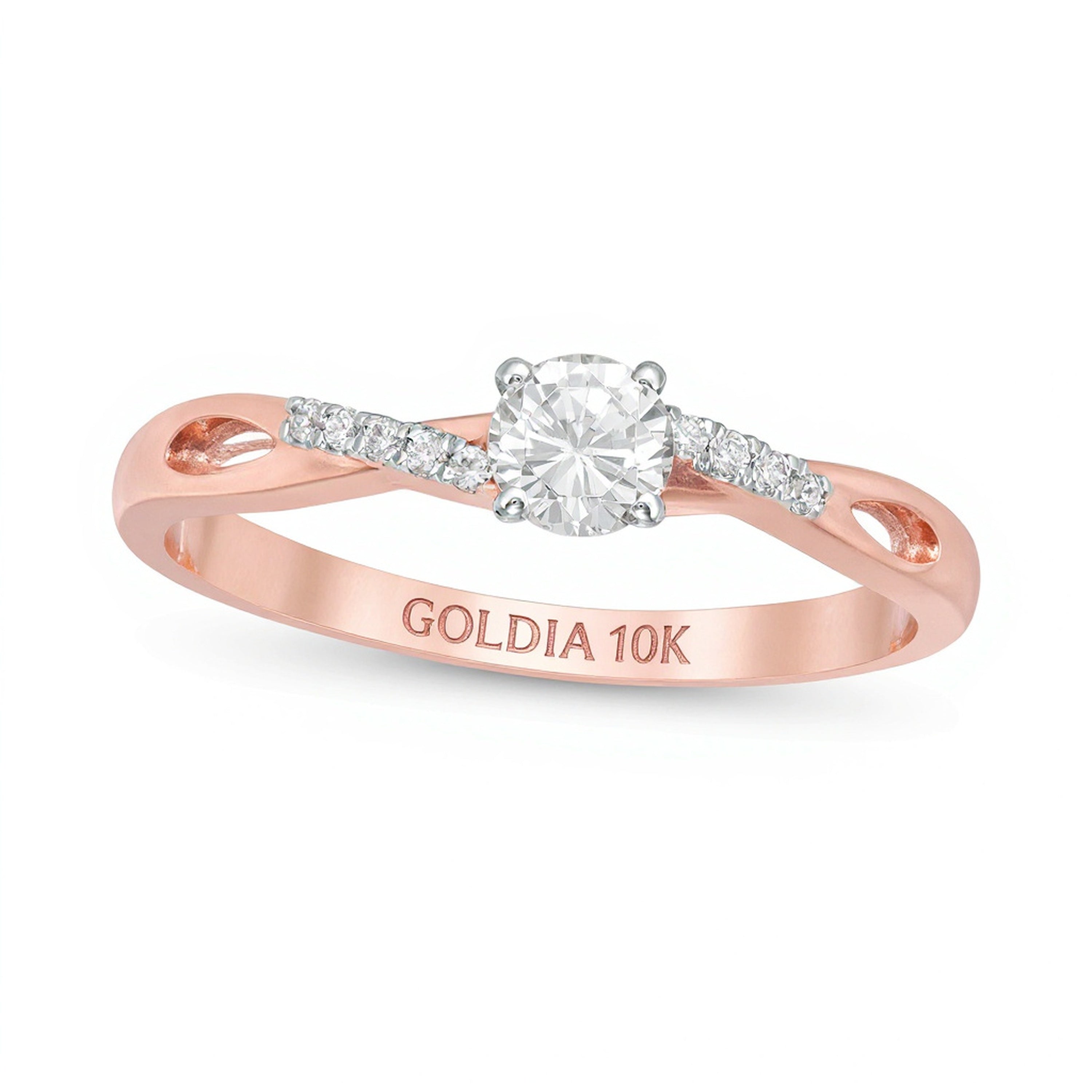 0.33 ct. Gesamtgewicht Diamant Solitär mit seitlichem Besatz Verlobungsring in 10K Roségold