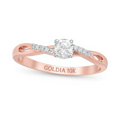0.33 ct. Gesamtgewicht Diamant Solitär mit seitlichem Besatz Verlobungsring in 10K Roségold