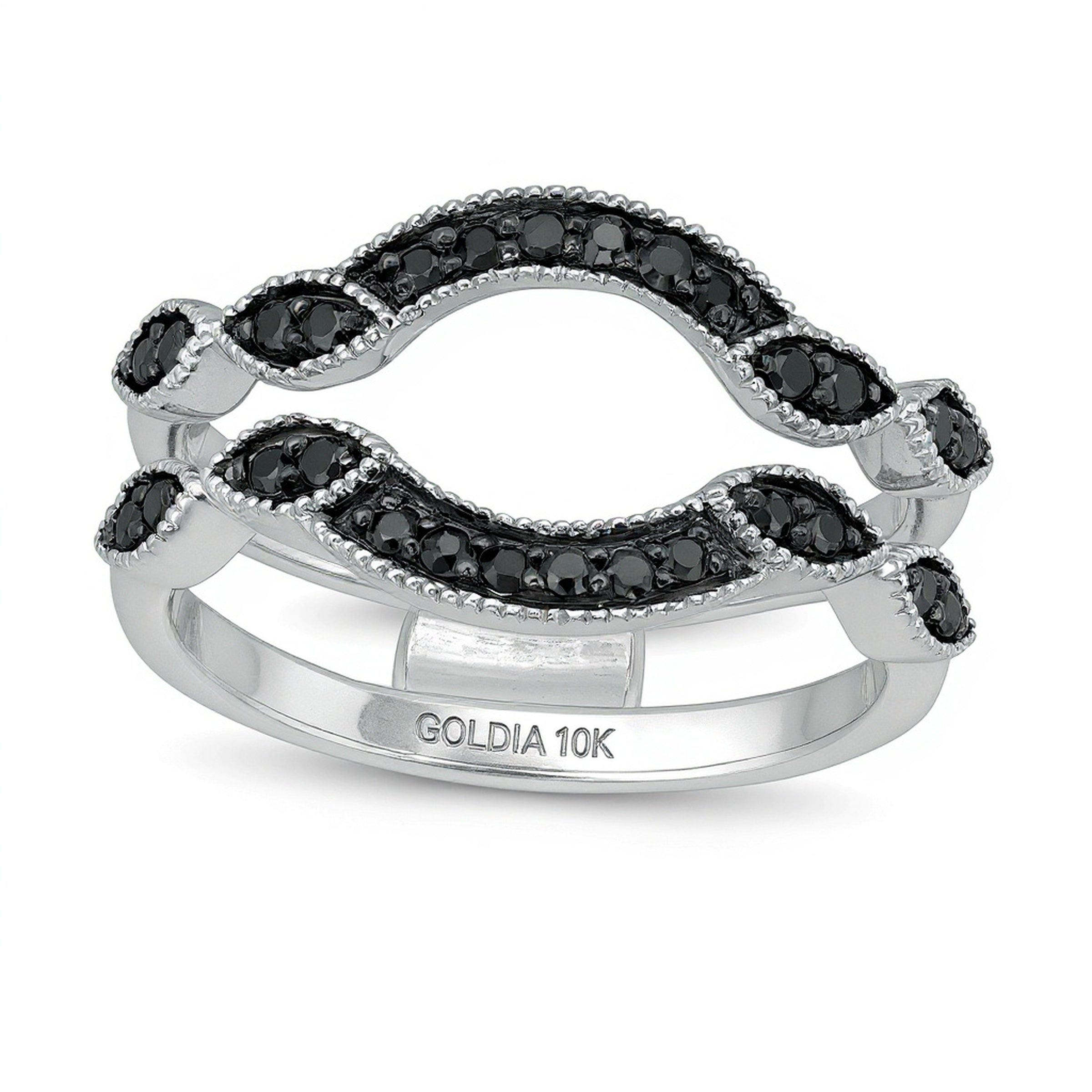 0.25 ct. Gesamtgewicht schwarzer Diamant Solitär Kontur-Enhancer Ring in 10K Weißgold