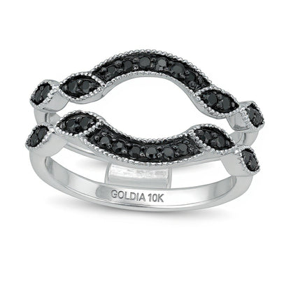 0.25 ct. Gesamtgewicht schwarzer Diamant Solitär Kontur-Enhancer Ring in 10K Weißgold
