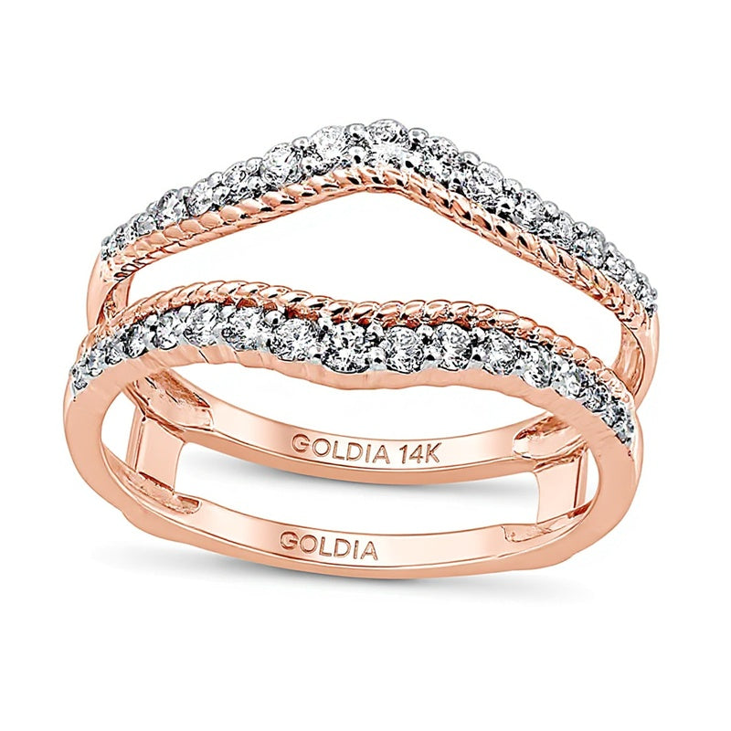 0,38 ct. Gesamtgewicht Diamant Solitär-Enhancer mit Seil-Textur und Doppelreihe in 14K Roségold