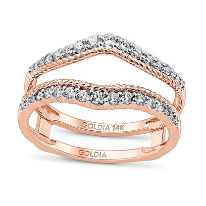 0,38 ct. Gesamtgewicht Diamant Solitär-Enhancer mit Seil-Textur und Doppelreihe in 14K Roségold