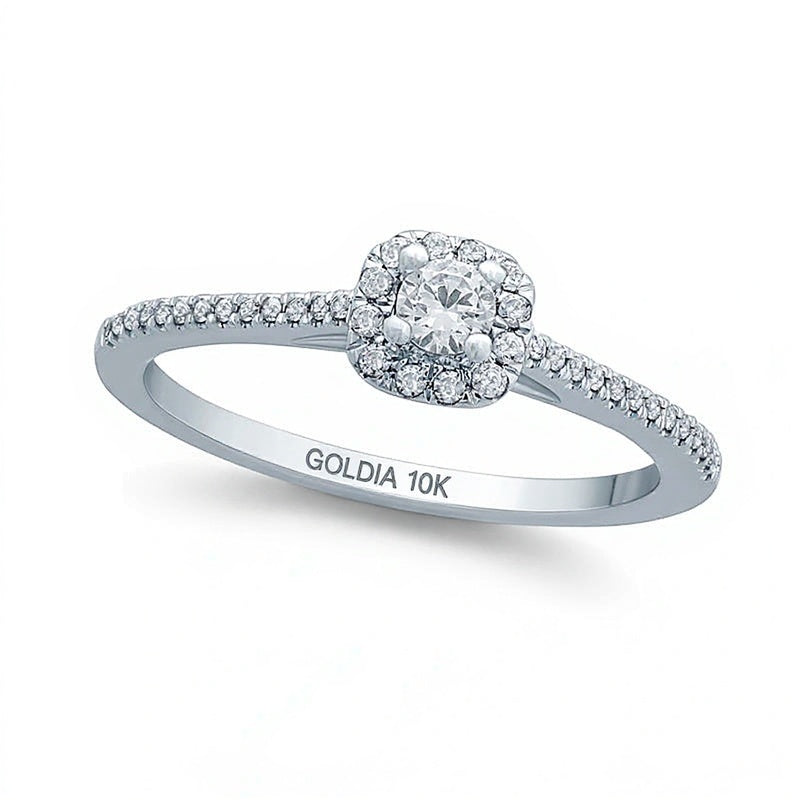 0,25 ct. Gesamtgewicht Diamant Freundschaftsring mit Kissenschliff-Rahmen in 10K Weißgold