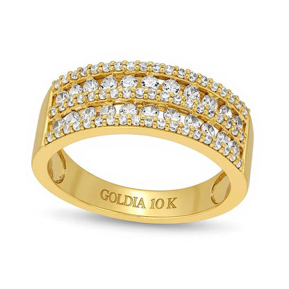 Mehrreihiger Ring mit Diamanten 0.75 ct. Gesamtgewicht in 10K Gelbgold