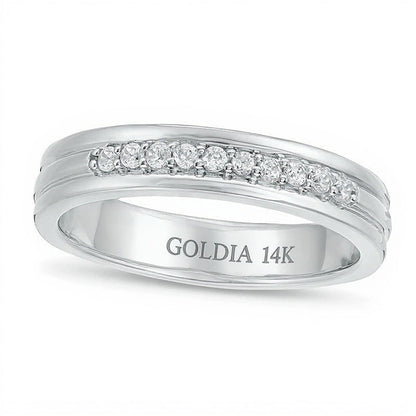 0,2 ct. Gesamtgewicht Diamant-Ehering mit Rille in 14K Weißgold