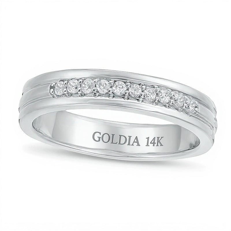 0,2 ct. Gesamtgewicht Diamant-Ehering mit Rille in 14K Weißgold